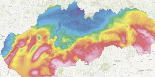 Mapa úplných Bouguerovych anomálii